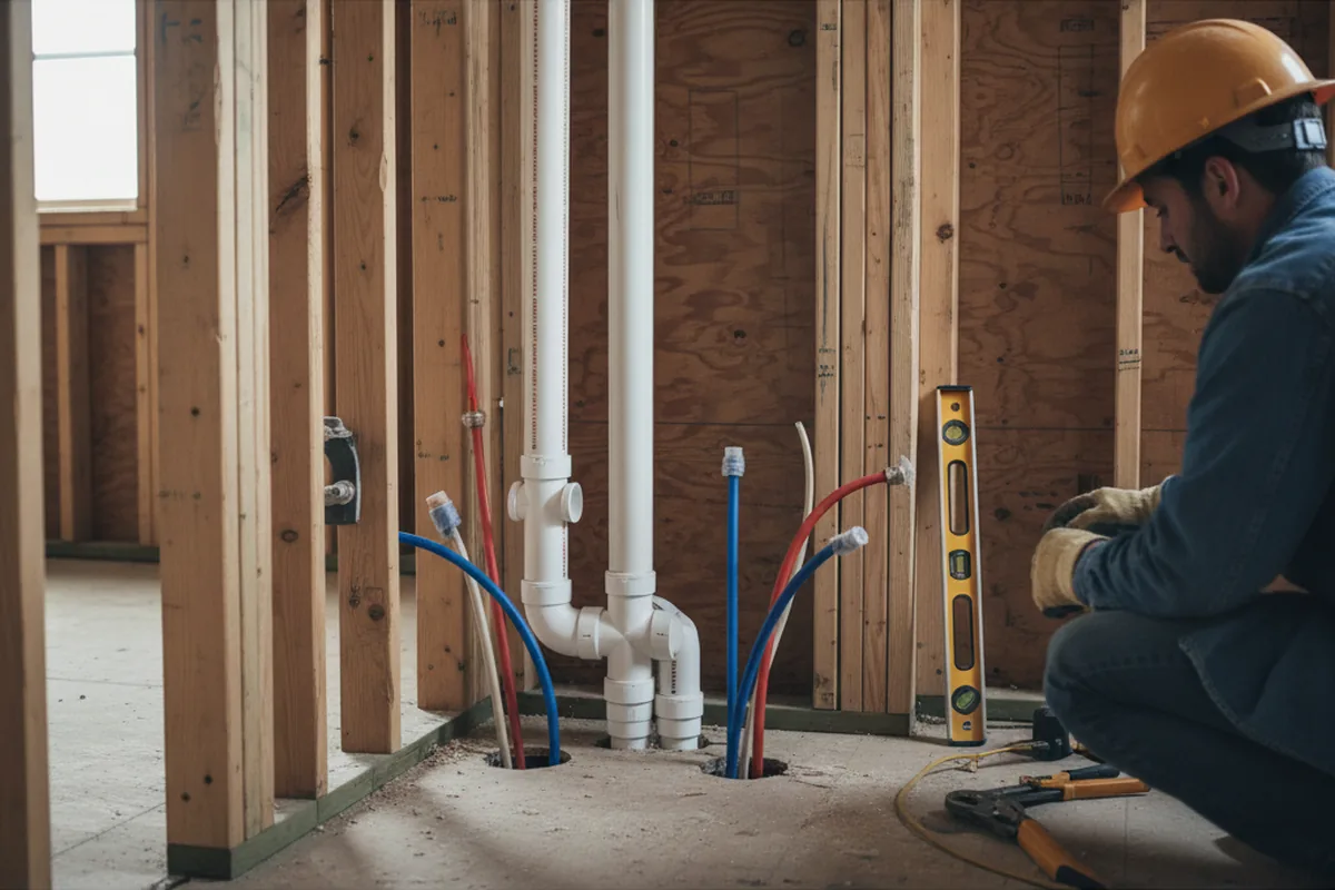 Drain and supply rough-in during Toilet Repair and Installation in Camden Wyoming