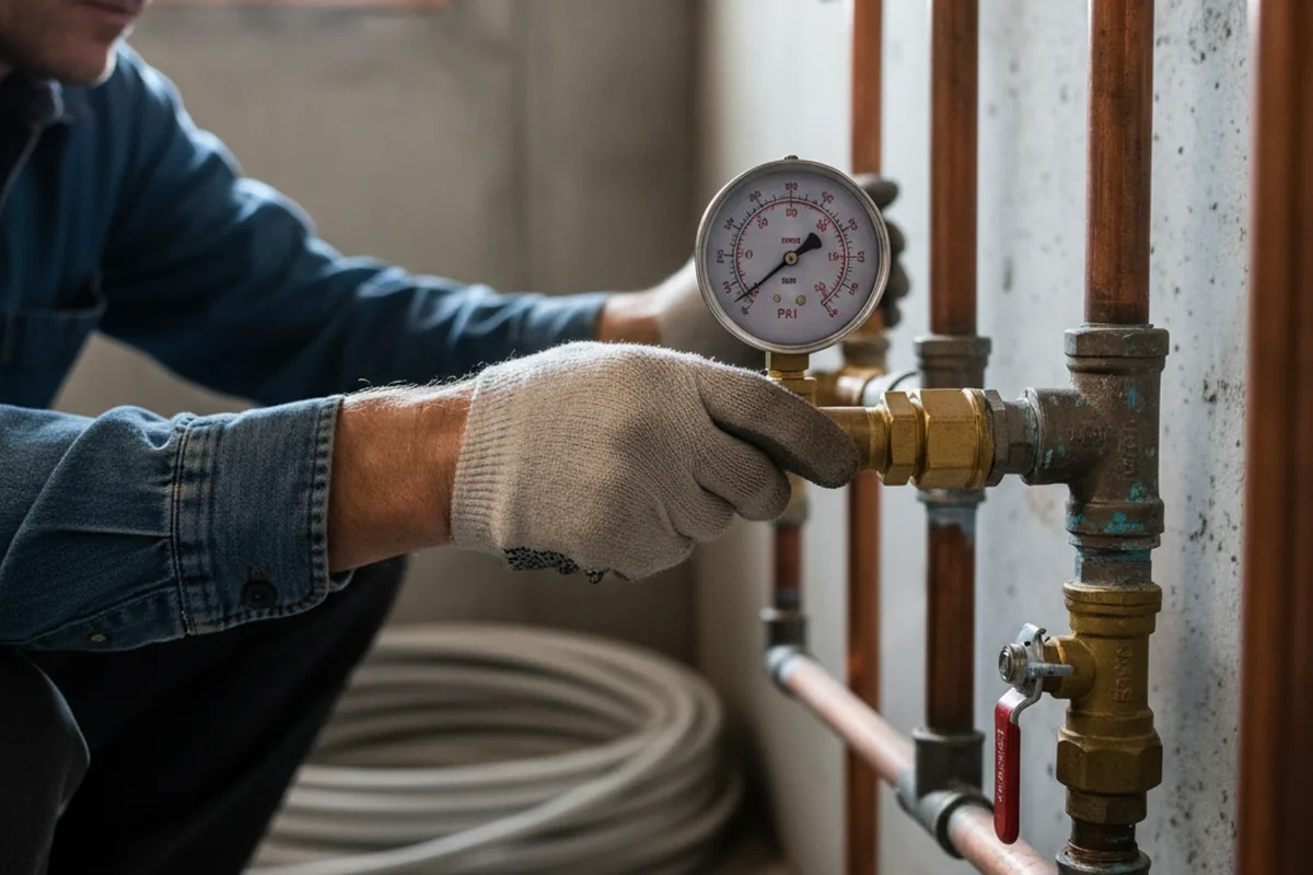 Pressure testing a repaired line during Water Line Repair in Camden Wyoming